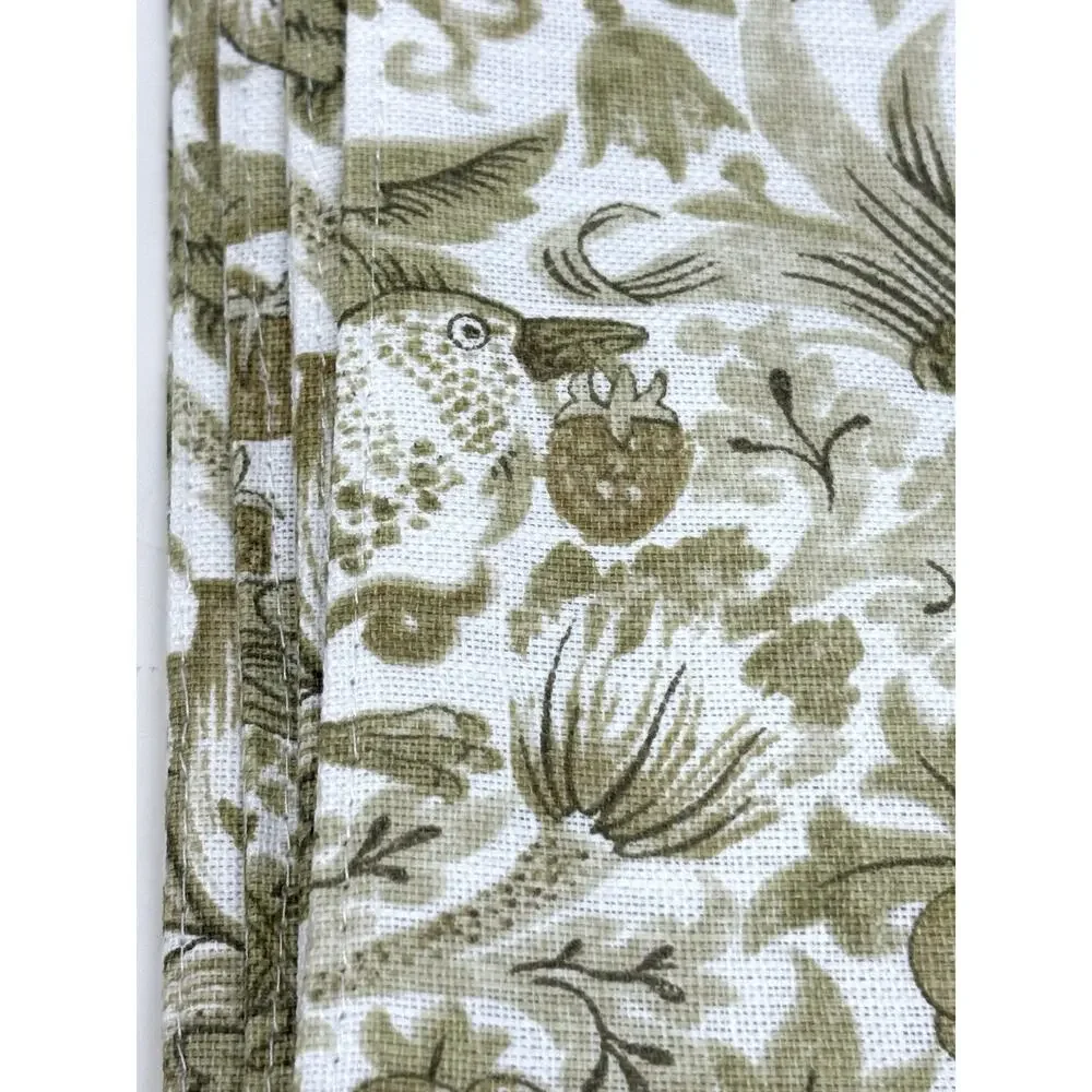 William Morris & Co Placemats Strawberry Thief Cotton Fabric 13x19 4 Sage Green
